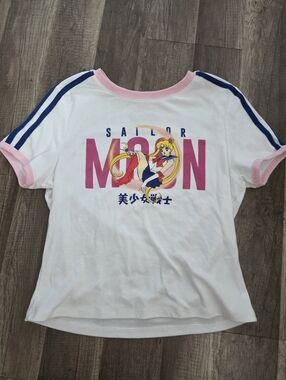 SAILOR MOON Racing Hybrid Baby Tee Shirt KAWAII Stretch 90s Manga Anime Y2K